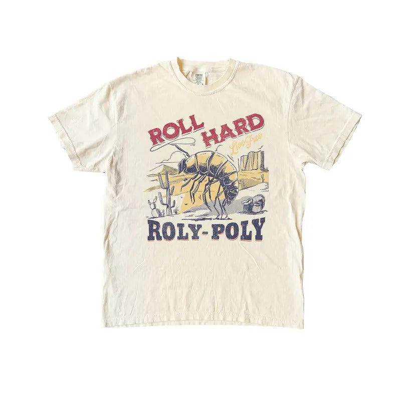 Roly-Poly Cowboy T Shirt, Rodeo Cowgirl Tshirt, Vintage Comfort Colors Shirt Hoodie, Sweatshirt | CiraTrend.com