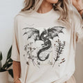 Romantasy Reader Dragon T-Shirt Pressed Wildflowers and Dragons Shirt Retro Design Booktok Merch Hoodie, Sweatshirt