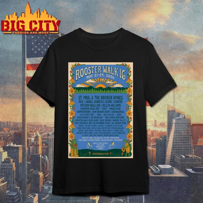 Rooster Walk 16 May 21-24 2026 Pop’s Farm Martinsville VA Poster Shirt