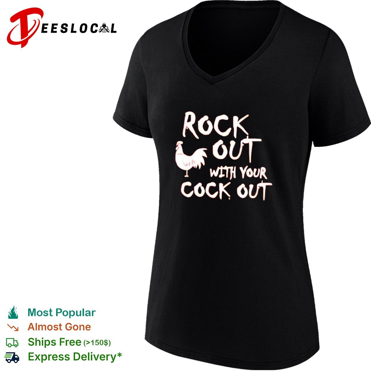 Rooster bird silhouette rock out with your cock shirt