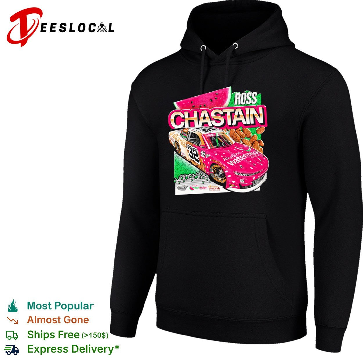 Ross Chastain 32 Watermelon Pink Race Car California Almonds Shirt