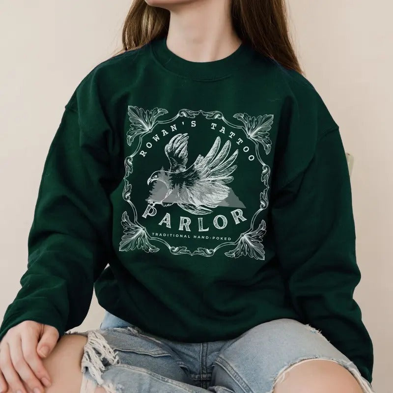 Rowan's Tattoo Parlor Sweater, Throne of Glass Merch Hoodie, Cozy Bookish Womenswear Sweater, Gifts for Bookworms...