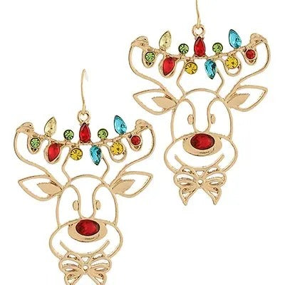 Rudolph Outline Earrings T-Shirts, Hoodie, Sweatshirt | CiraTrend.com