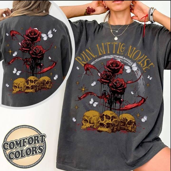 Run Little Mouse Comfort Colors T-shirt, Haunting Adeline Shirt, Dark Romance Merch, Smut reader, book lover Gift, Rose Shirt, Rose Skeleton