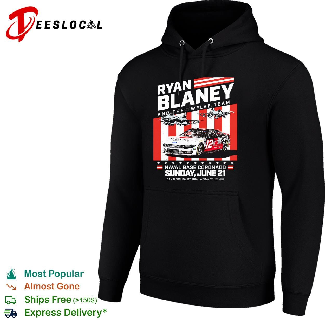 Ryan Blaney number 12 Ford Mustang Naval Base Coronado San Diego June 21 shirt
