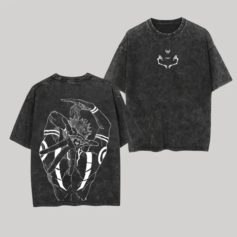 "Ryomen Sukuna Jujutsu Kaisen" Unisex Oversize Dyenomite Mineral Wash Heavyweight Cotton T-shirt, Gift For Anime Fan, Anime Shirt, Menswear Top