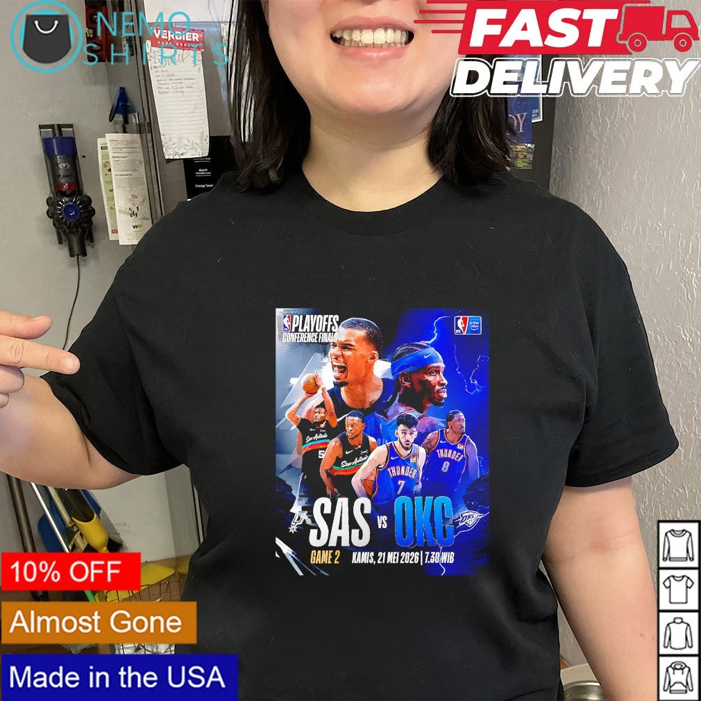 SAS vs OKC Game 2 Kamis 21 Mei 2026 Western Conference Finals shirt
