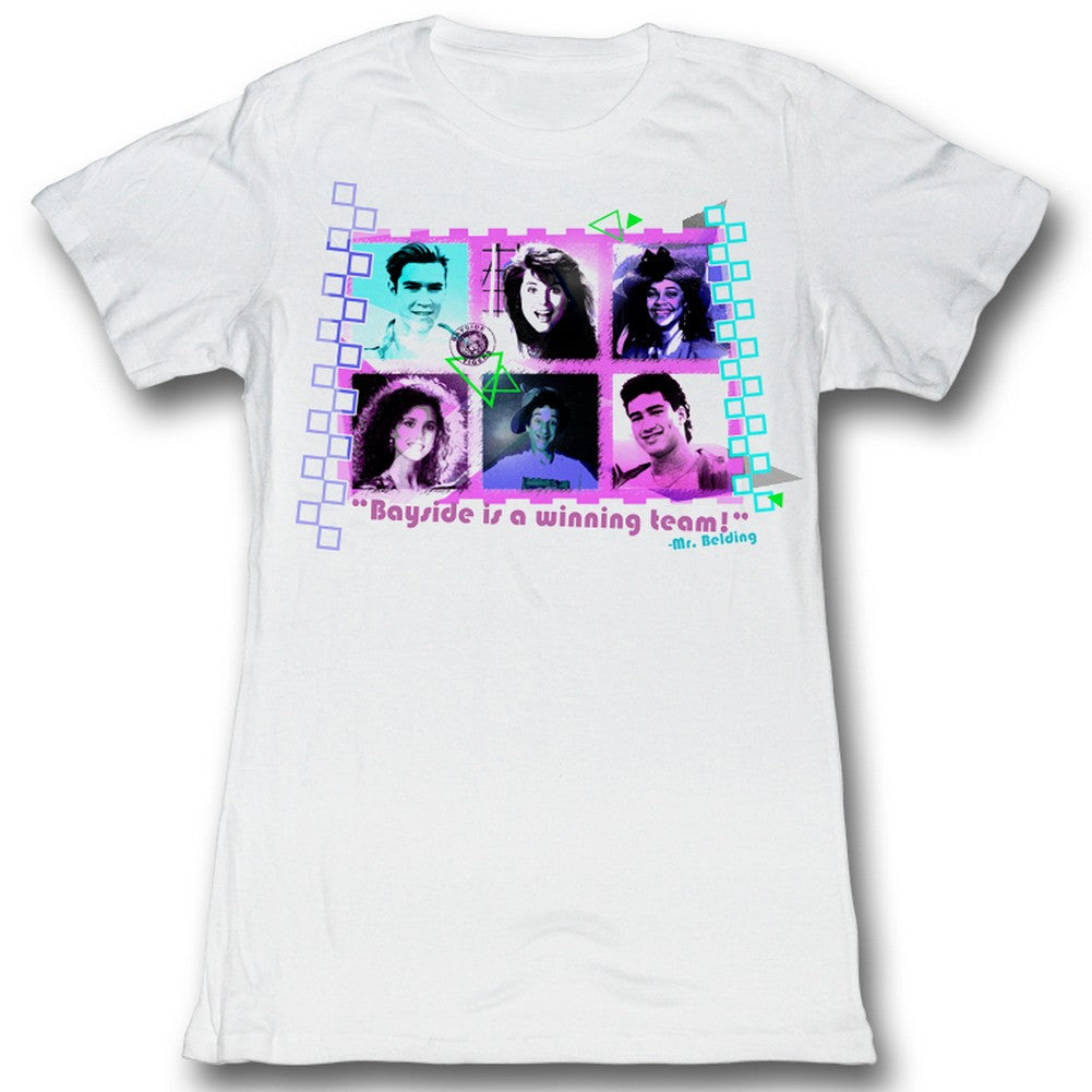 Saved By The Bell Girls Juniors S/S T-Shirt - Gang - Solid White Hoodie, Sweatshirt | CiraTrend.com