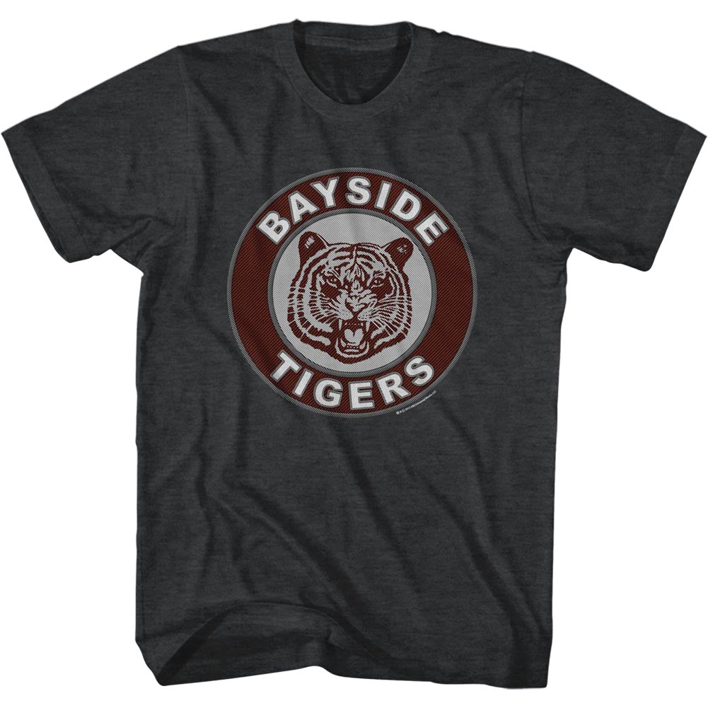 Saved By The Bell Mens S/S T-Shirt - Bayside Patch - Heather Black Heather Hoodie, Sweatshirt | CiraTrend.com