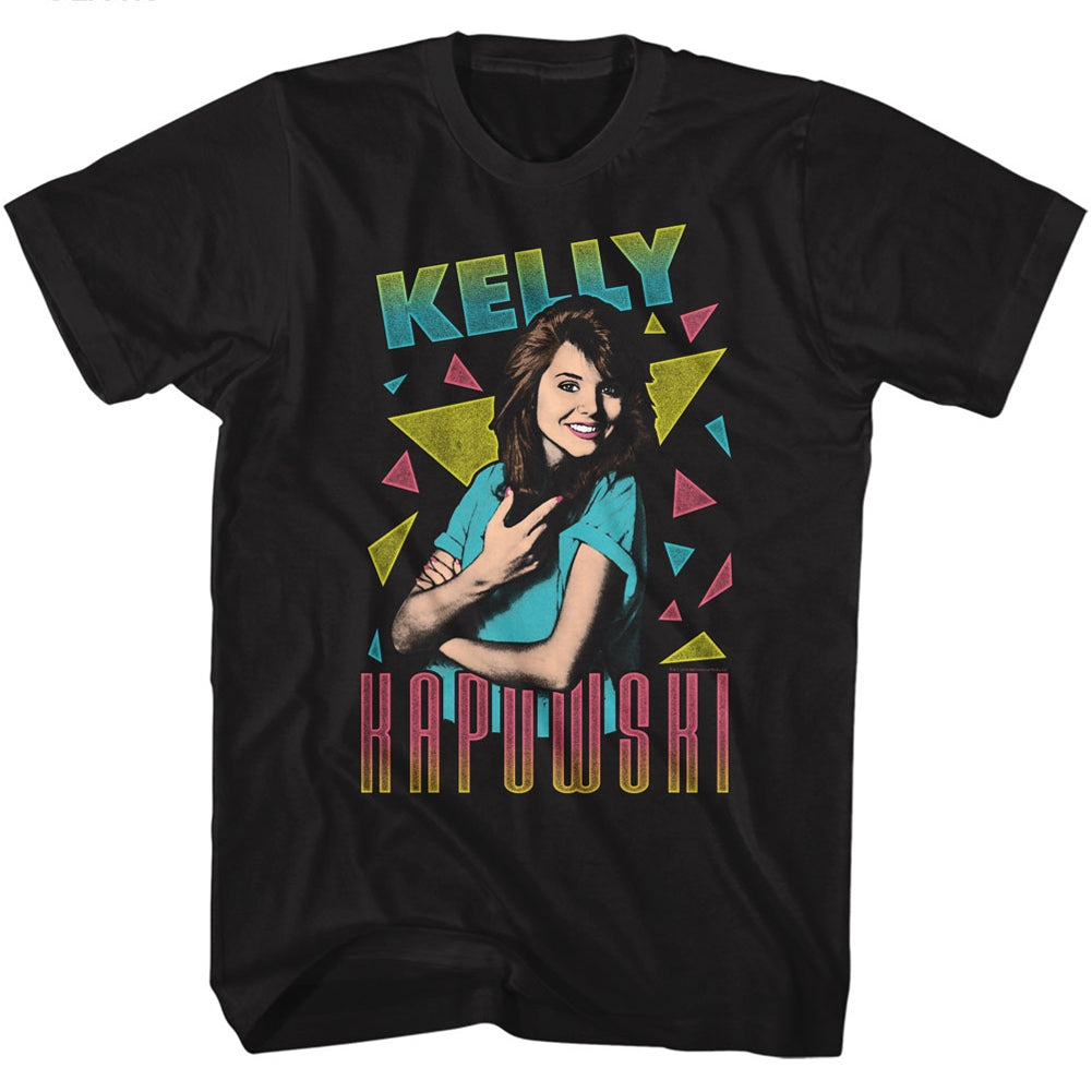 Saved By The Bell Mens S/S T-Shirt - Kelly Triangles - Solid Black Hoodie, Sweatshirt | CiraTrend.com