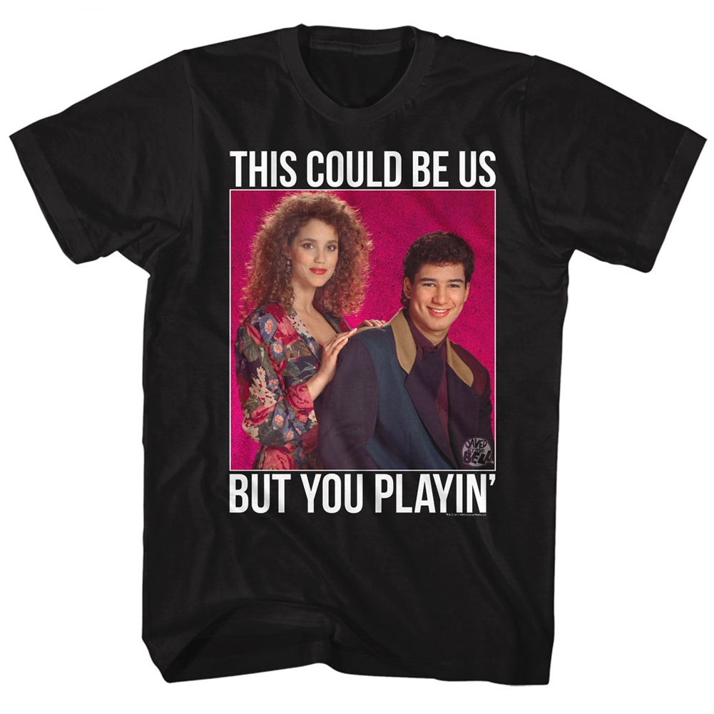 Saved By The Bell Mens S/S T-Shirt - Playin Dots - Solid Black Hoodie, Sweatshirt | CiraTrend.com