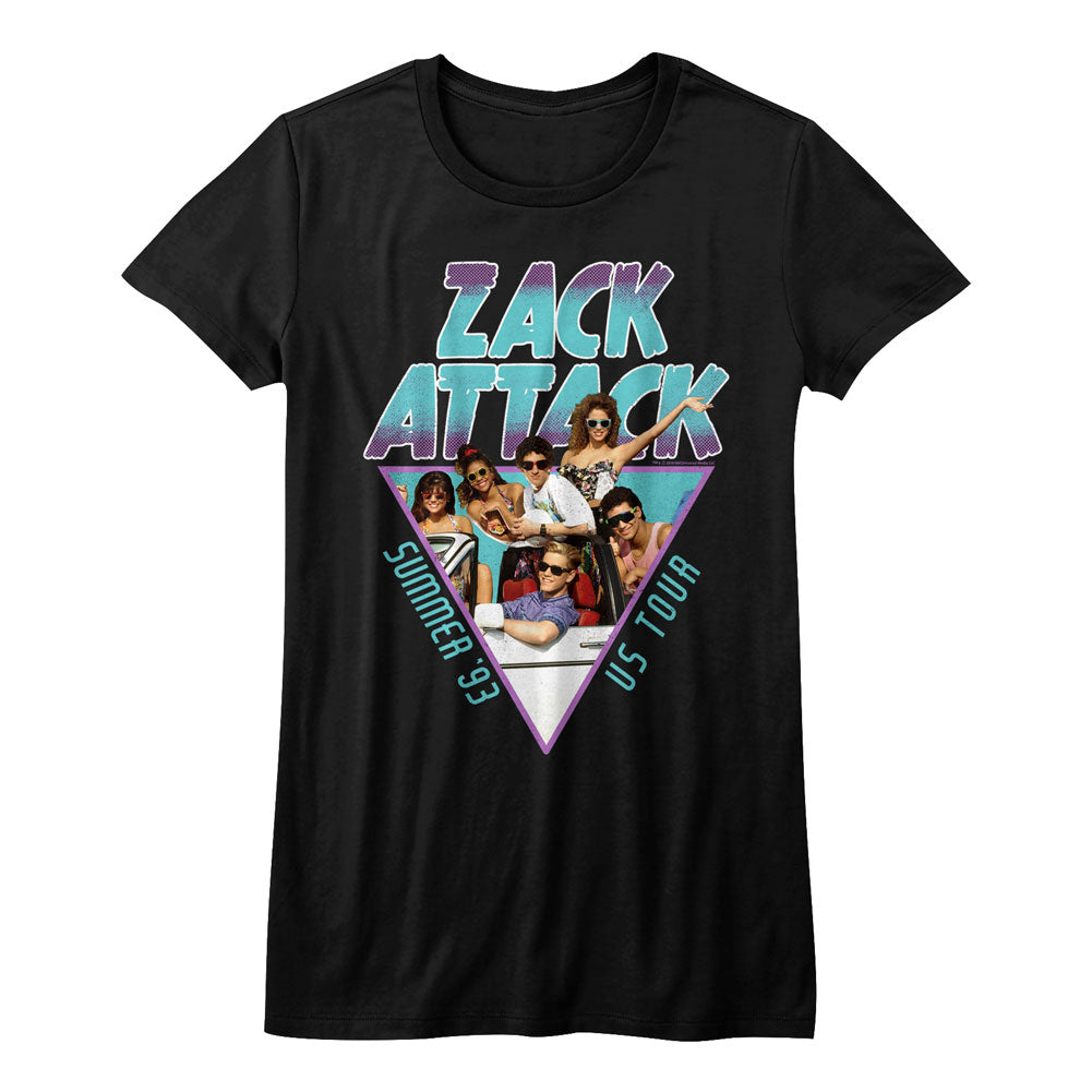 Saved By The Bell Girls Juniors S/S T-Shirt - Summer Tour '93 - Solid Black Hoodie, Sweatshirt | CiraTrend.com