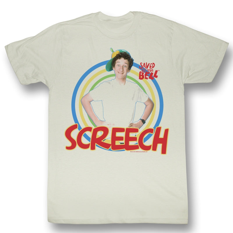 Saved By The Bell Mens S/S T-Shirt - Screech! - Solid Natural Hoodie, Sweatshirt | CiraTrend.com