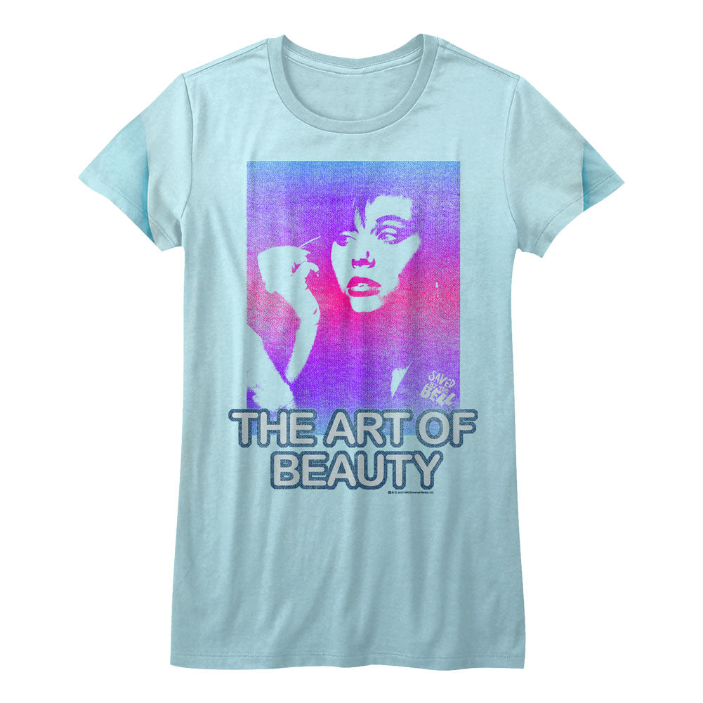 Saved By The Bell Girls Juniors S/S T-Shirt - Art Of Beauty - Solid Light Blue Hoodie, Sweatshirt | CiraTrend.com