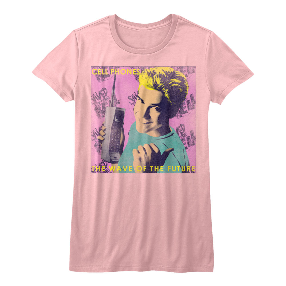 Saved By The Bell Girls Juniors S/S T-Shirt - Wave - Solid Pink Hoodie, Sweatshirt | CiraTrend.com