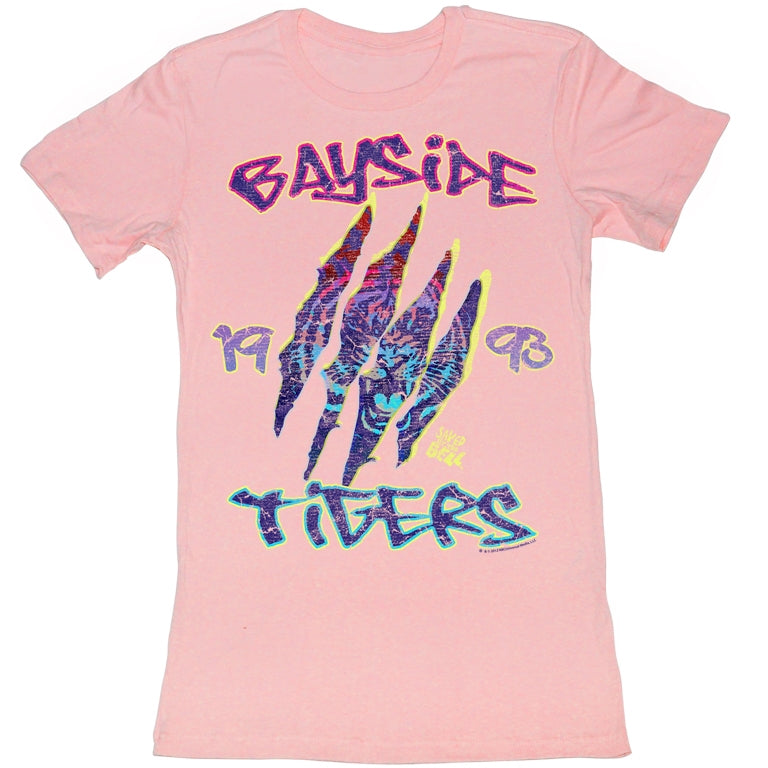 Saved By The Bell Girls Juniors S/S T-Shirt - Retro Bayside - Solid Light Pink Hoodie, Sweatshirt | CiraTrend.com