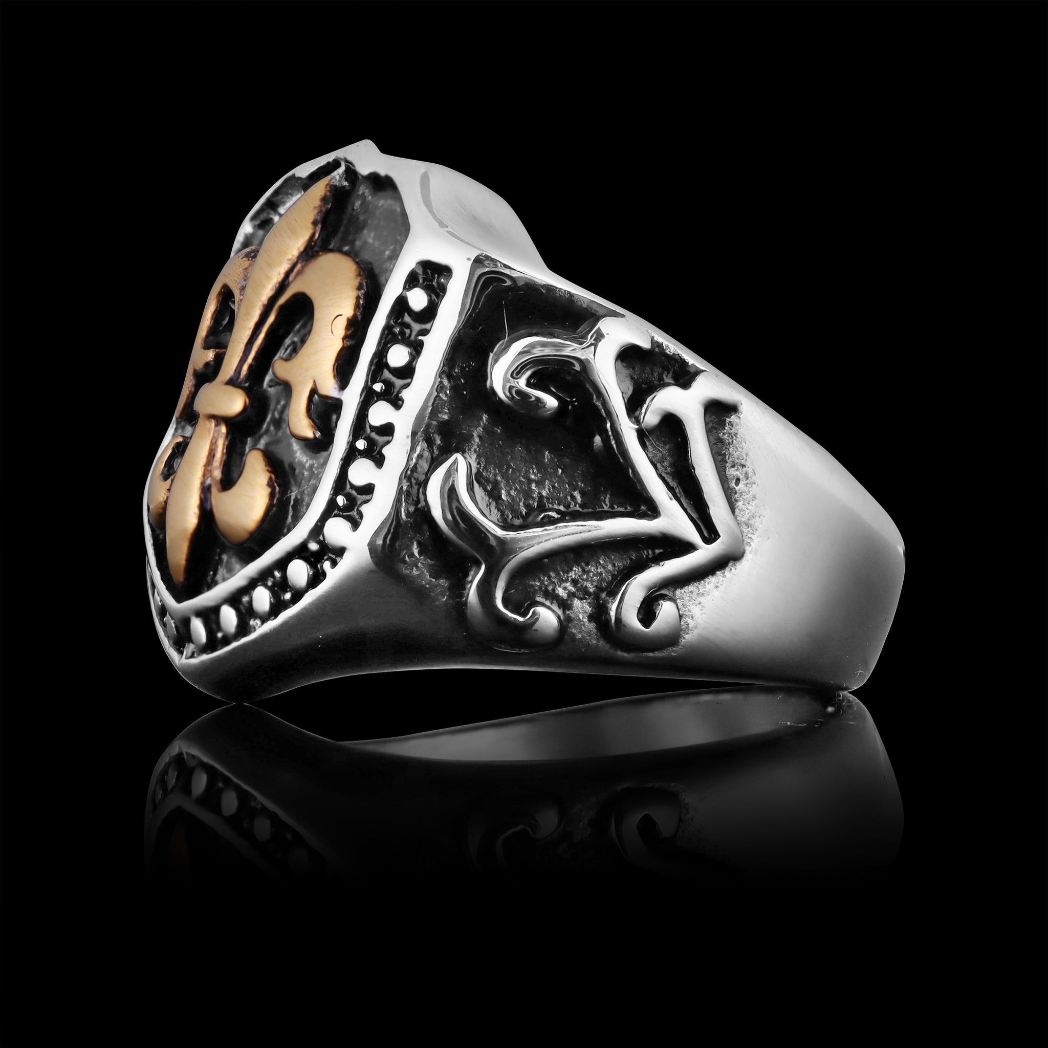 18K Gold PVD Coated Stainless Steel Fleur De Lis Shield Signet Ring T-Shirts, Hoodie, Sweatshirt | CiraTrend.com (Image 2)