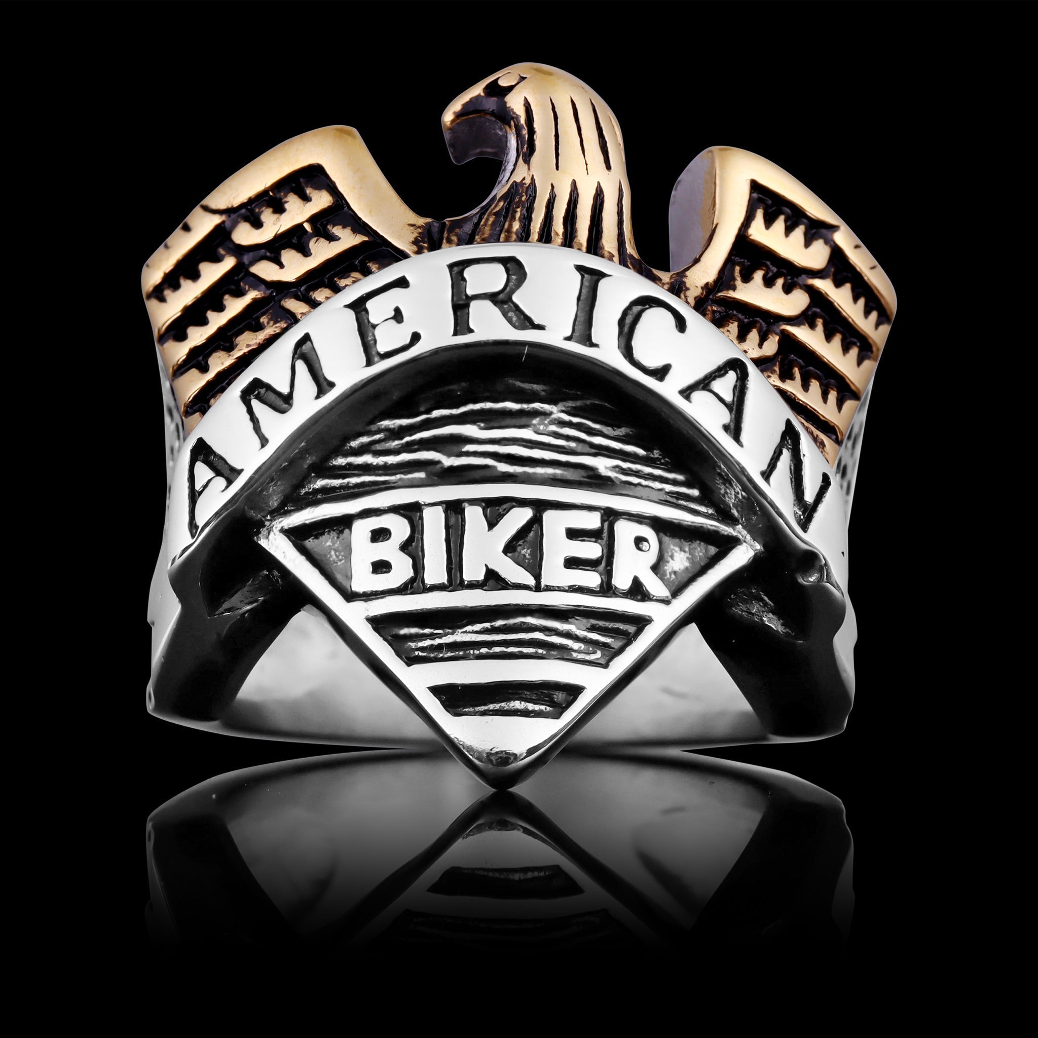 AMERICAN BIKER 18K Gold PVD Coated Stainless Steel Eagle Ring T-Shirts, Hoodie, Sweatshirt | CiraTrend.com (Image 1)