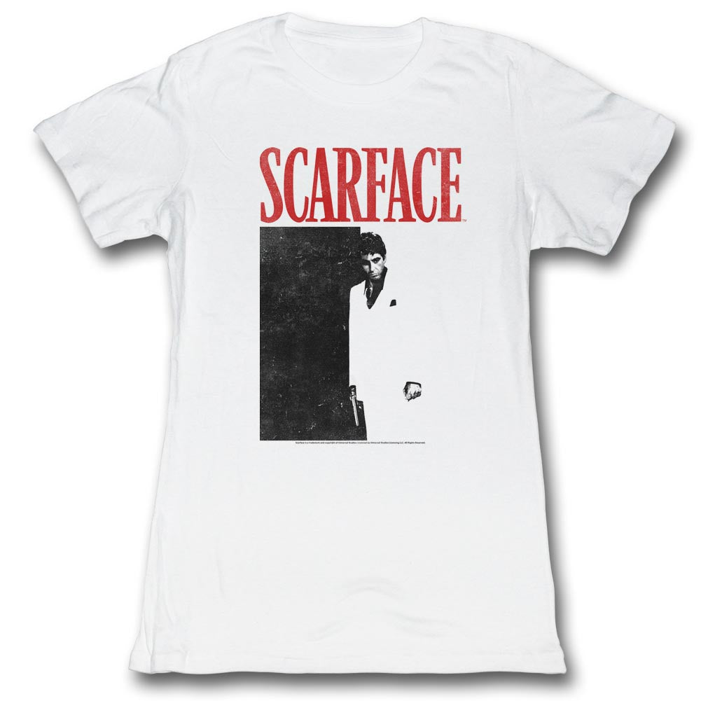 Scarface Girls Juniors S/S T-Shirt - Blackandred - Solid White Hoodie, Sweatshirt | CiraTrend.com