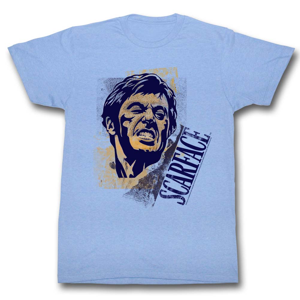 Scarface Mens S/S T-Shirt - Say Cheese - Heather Light Blue Heather Hoodie, Sweatshirt | CiraTrend.com
