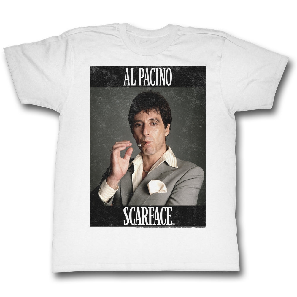 Scarface Mens S/S T-Shirt - Pacino - Solid White Hoodie, Sweatshirt | CiraTrend.com