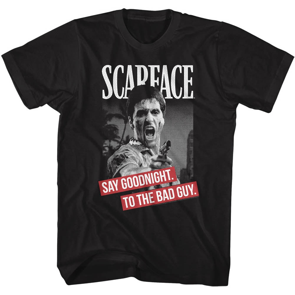 Scarface Mens S/S T-Shirt - Say Goodnight - Solid Black Hoodie, Sweatshirt | CiraTrend.com