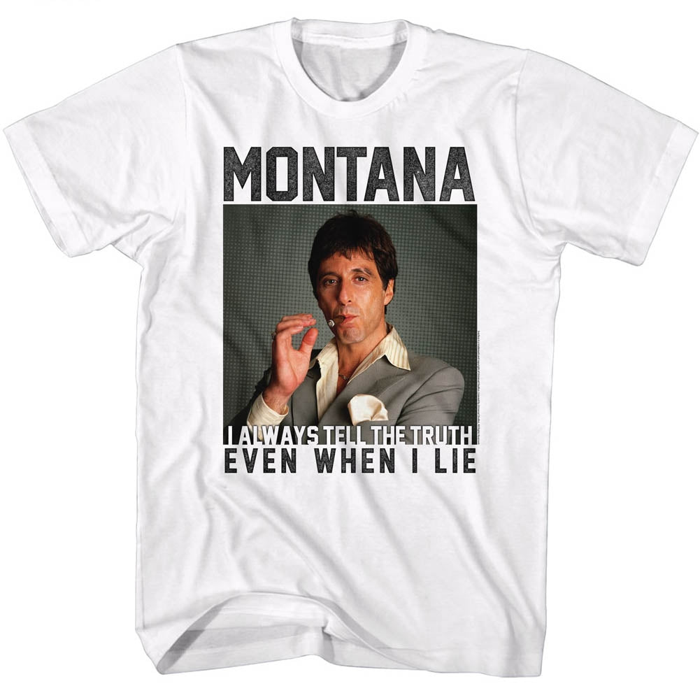 Scarface Mens S/S T-Shirt - Montana - Solid White Hoodie, Sweatshirt | CiraTrend.com