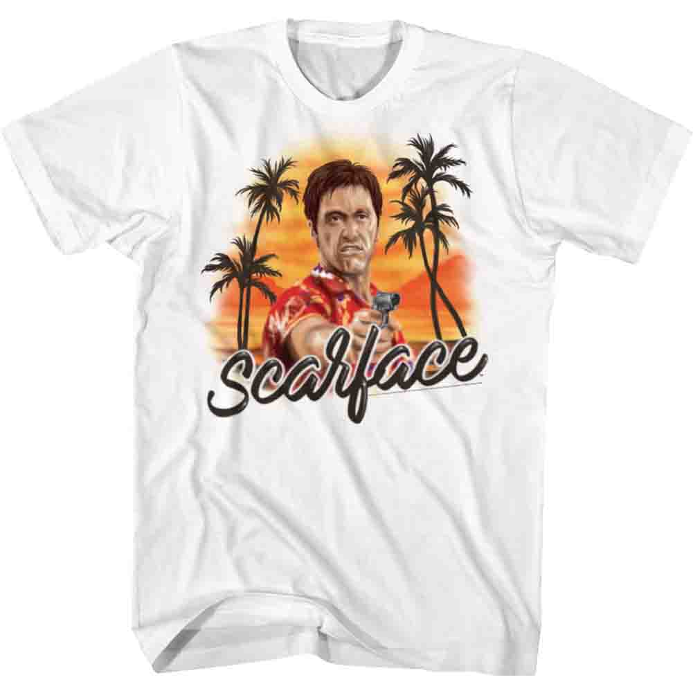 Scarface Mens S/S T-Shirt - Airbrush - Solid White Hoodie, Sweatshirt | CiraTrend.com