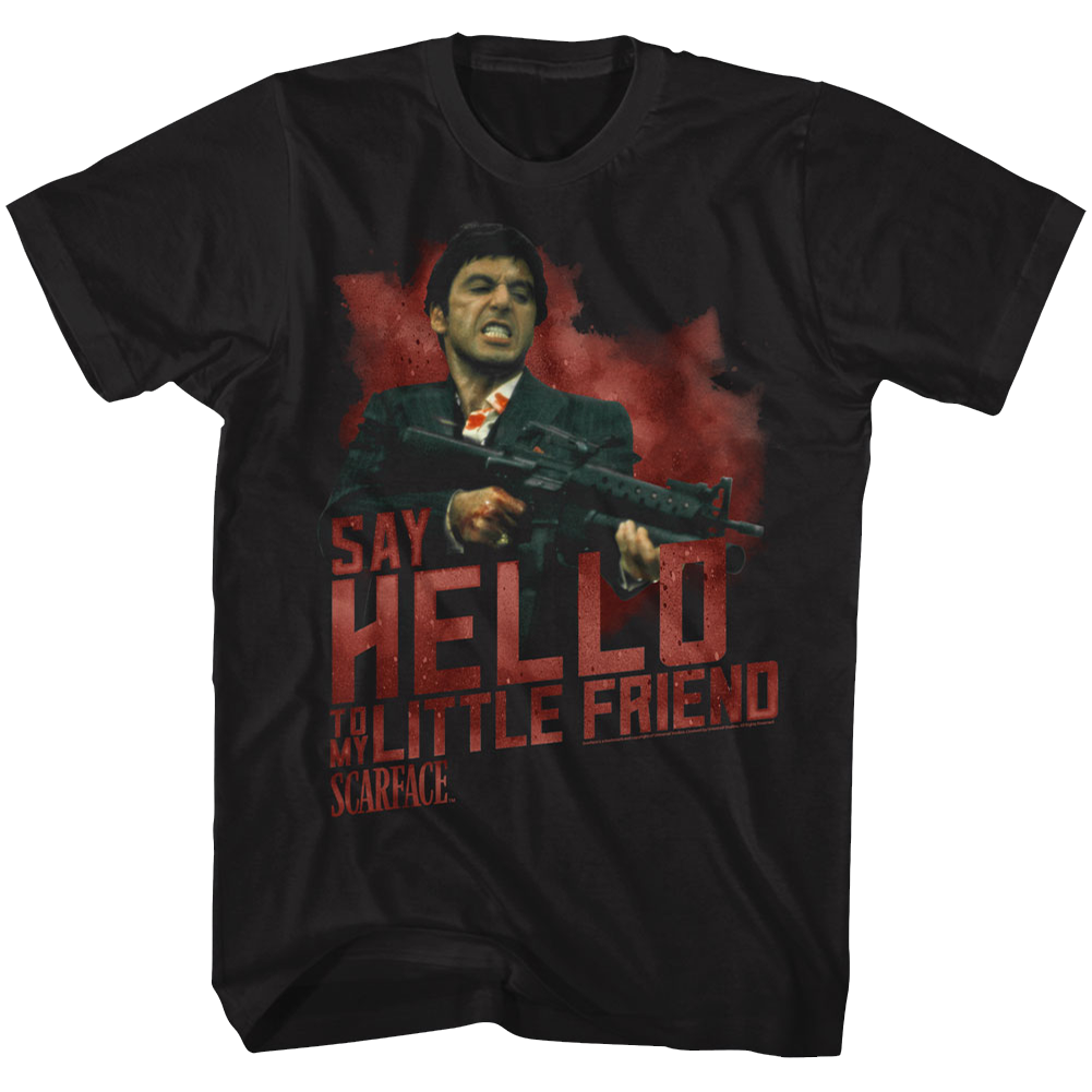 Scarface Mens S/S T-Shirt - Say Hello - Solid Black Hoodie, Sweatshirt | CiraTrend.com