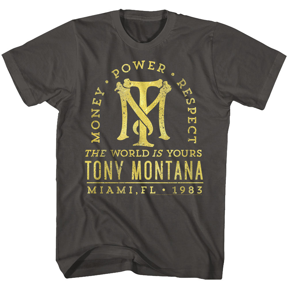Scarface Mens S/S T-Shirt - Gold Text - Solid Smoke Hoodie, Sweatshirt | CiraTrend.com