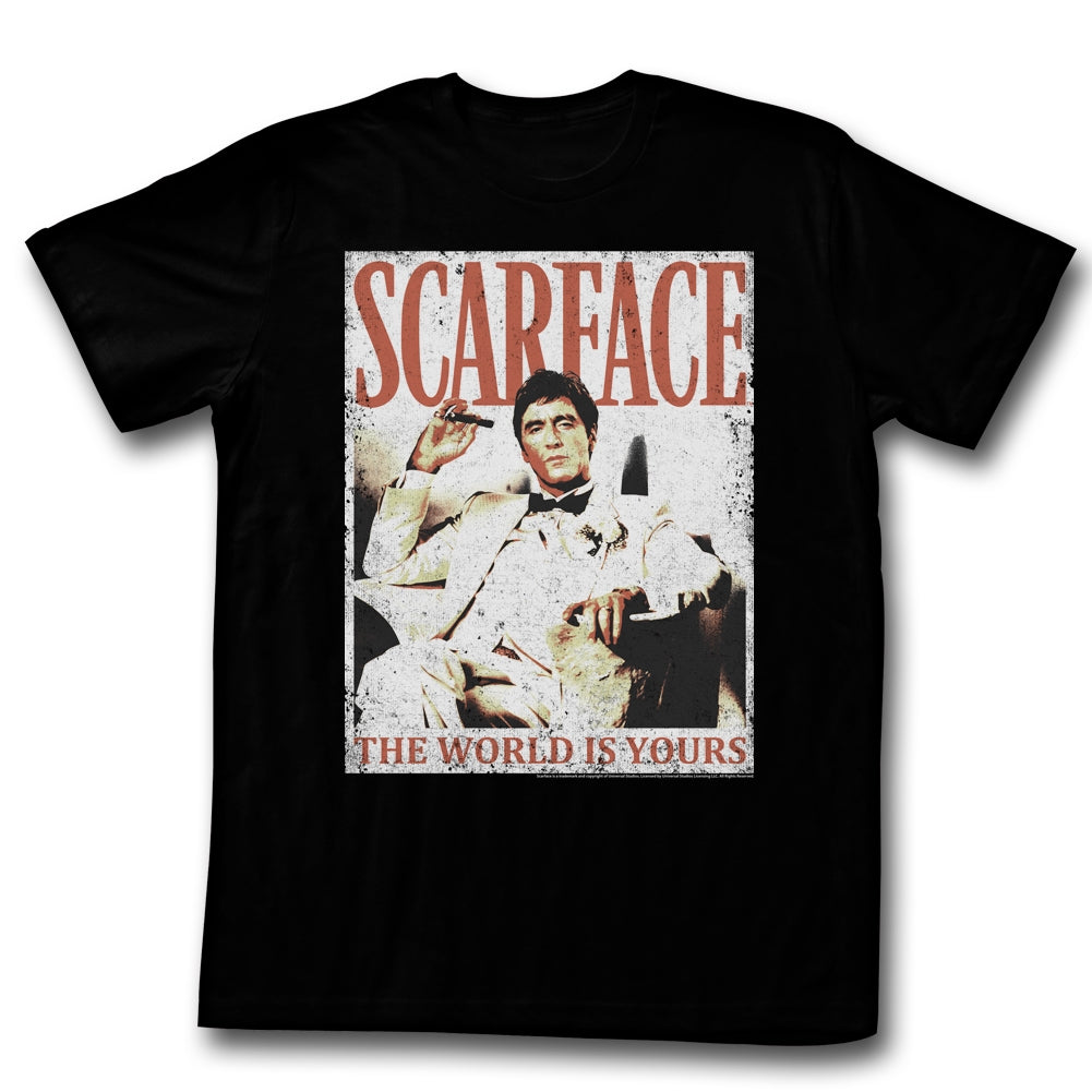 Scarface Mens S/S T-Shirt - More Da World - Solid Black Hoodie, Sweatshirt | CiraTrend.com
