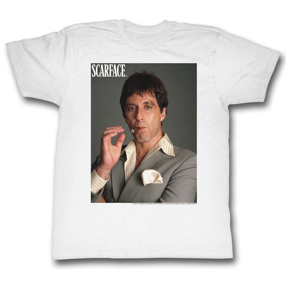 Scarface Mens S/S T-Shirt - Smokin' - Solid White Hoodie, Sweatshirt | CiraTrend.com