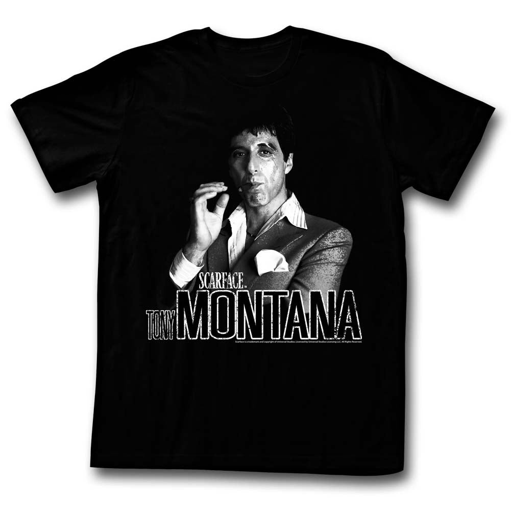 Scarface Mens S/S T-Shirt - Tony - Solid Black Hoodie, Sweatshirt | CiraTrend.com