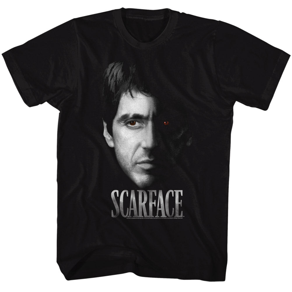 Scarface Mens S/S T-Shirt - Red Eye - Solid Black Hoodie, Sweatshirt | CiraTrend.com
