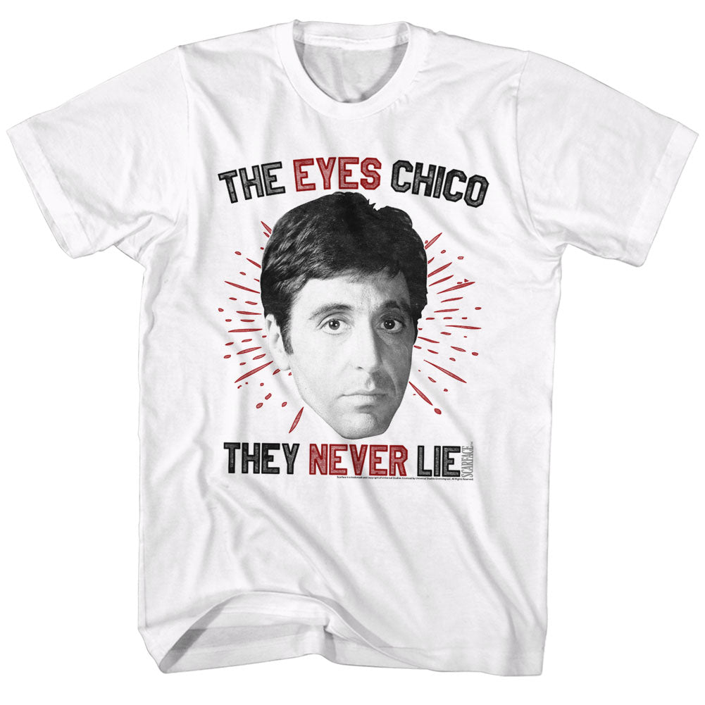 Scarface Mens S/S T-Shirt - Eyeschico - Solid White Hoodie, Sweatshirt | CiraTrend.com