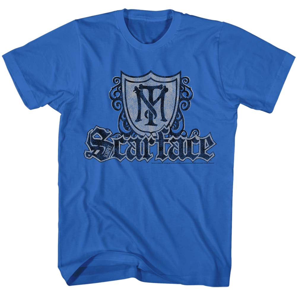 Scarface Mens S/S T-Shirt - Shield & Guns - Solid Royal Hoodie, Sweatshirt | CiraTrend.com