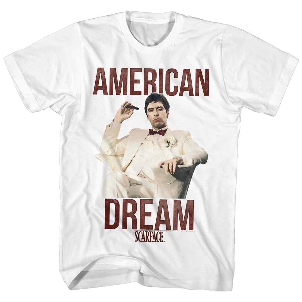Scarface Mens S/S T-Shirt - Americandream - Solid White Hoodie, Sweatshirt | CiraTrend.com