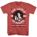 Scarface Mens S/S T-Shirt - World Is Yours Emblem - Heather Red Heather Hoodie, Sweatshirt | CiraTrend.com