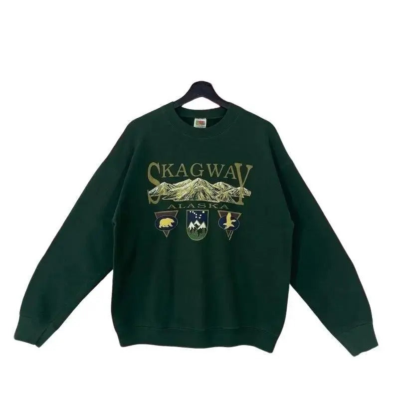 SITKA Vintage 90s Alaska Sweatshirt, Alaska Crewneck Ketchikan Sweater, Pullover Juneau Glacier Bay Sitka Skagway...