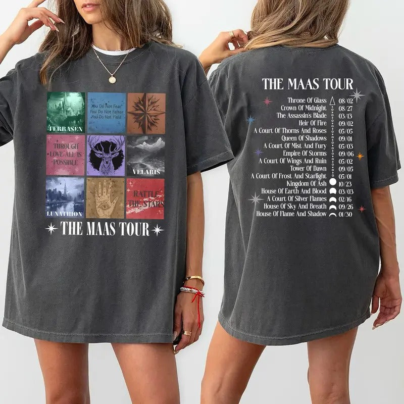 SJM Tour Shirt, The Maas Tour Tee, Booktok T-Shirt, Book Tour Shirt, ACOTAR Tee, Crescent City Sweater, Throne of Glass...