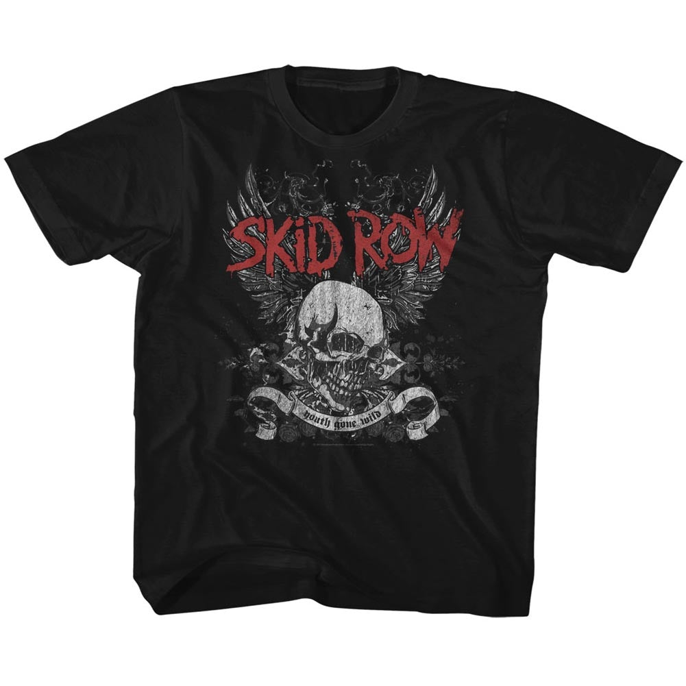Skid Row Toddler S/S T-Shirt - Skul & Wings - Solid Black Hoodie, Sweatshirt | CiraTrend.com