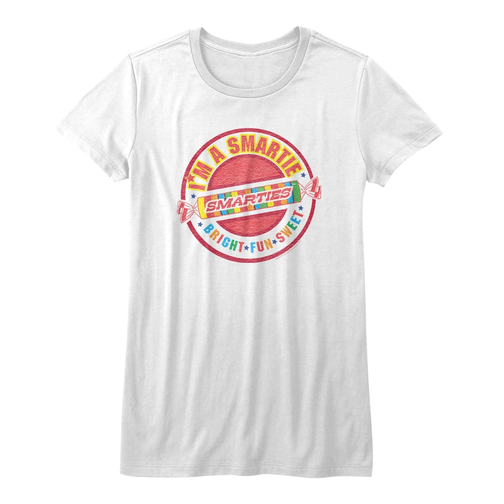 Smarties Girls Juniors S/S T-Shirt - I'M A Smartie - Solid White Hoodie, Sweatshirt | CiraTrend.com