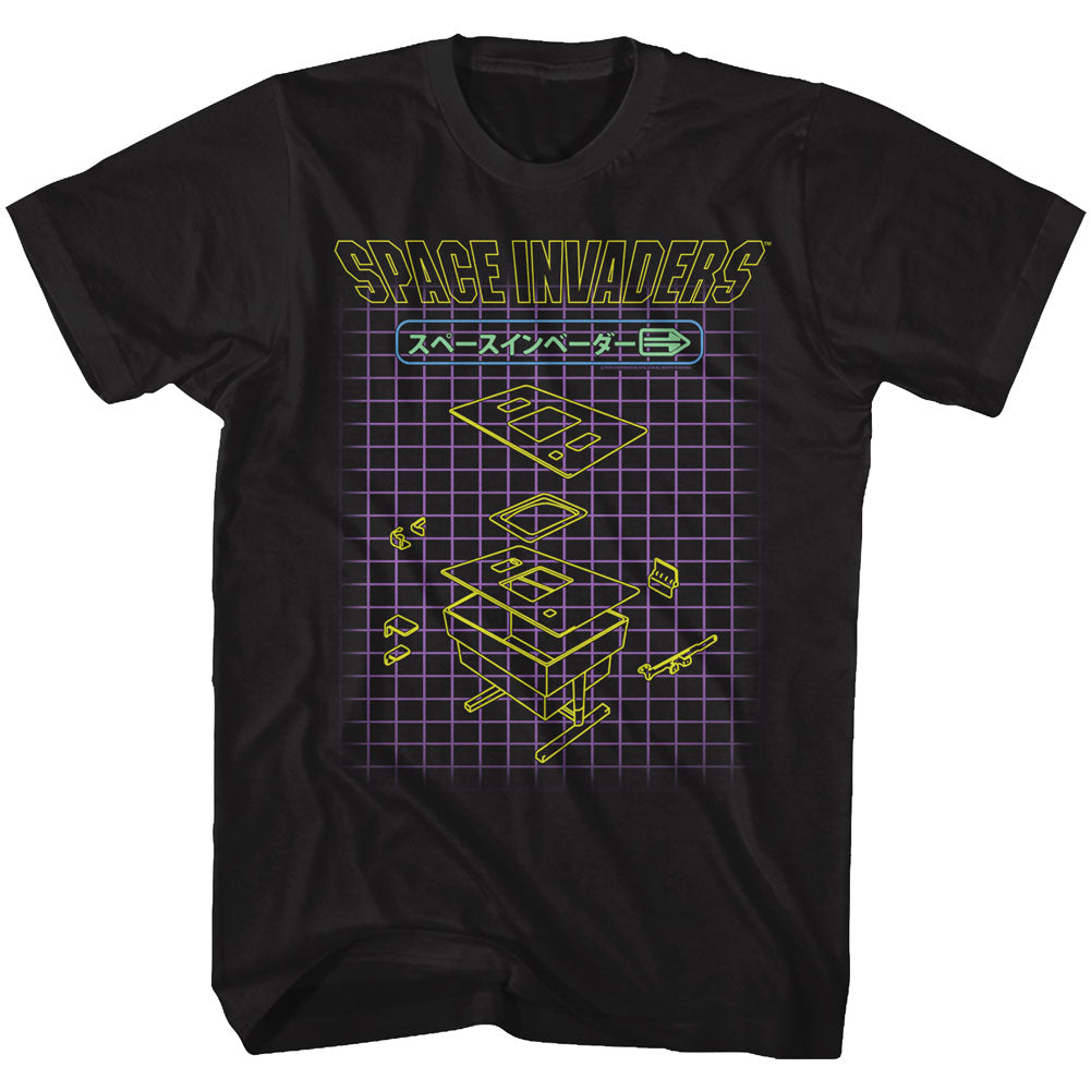 Space Invaders Mens S/S T-Shirt - Machine Press - Solid Black Hoodie, Sweatshirt | CiraTrend.com