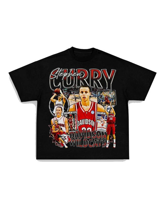 STEPHEN CURRY - DAVIDSON TEE Print Short Sleeve T-Shirt Menswear Stylish Basketball Top Man Tshirt Streetwear Shortsleeve...
