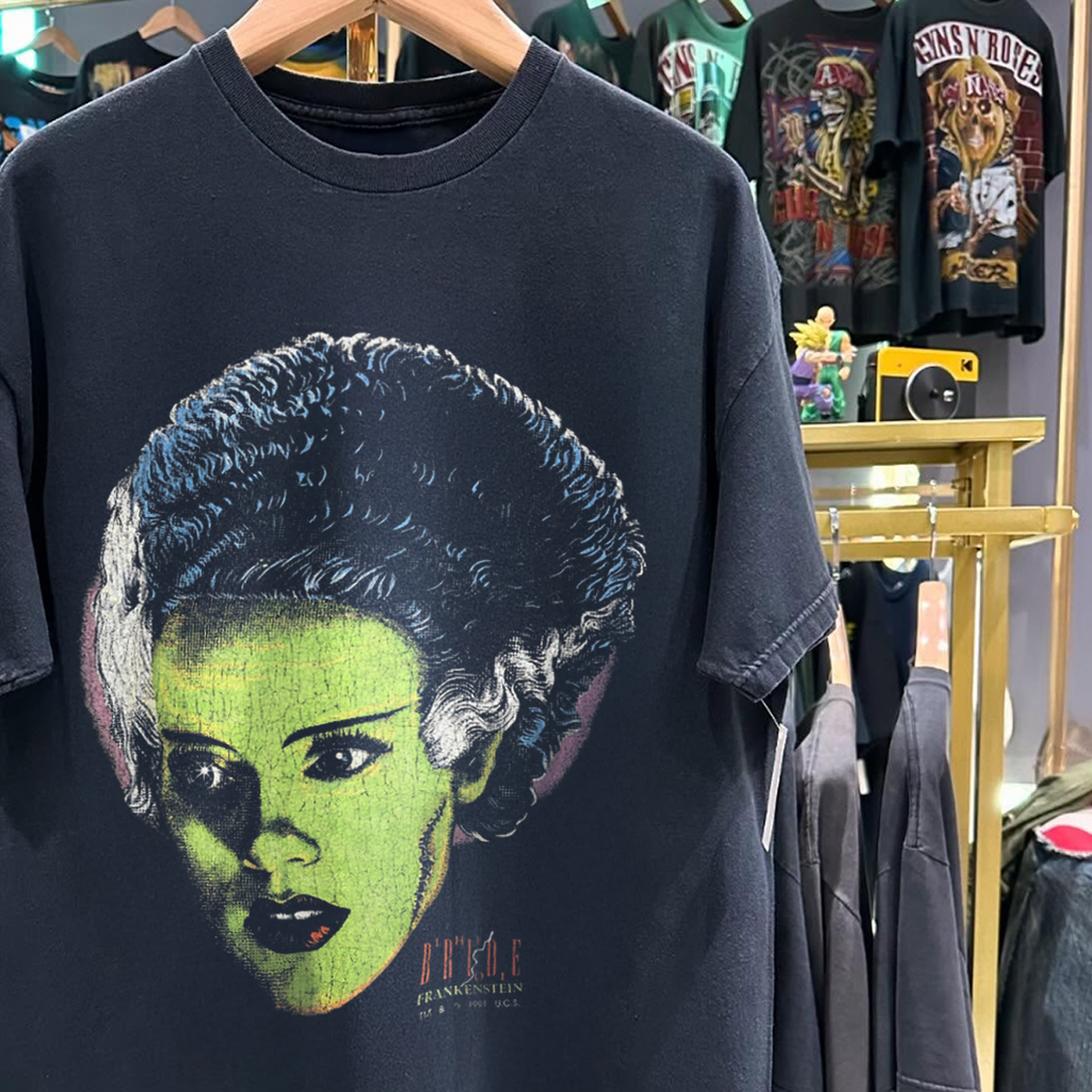1991 THE BRIDE 0F FRANKENSTEIN RARE WASHED BLACK T-SHIRT
