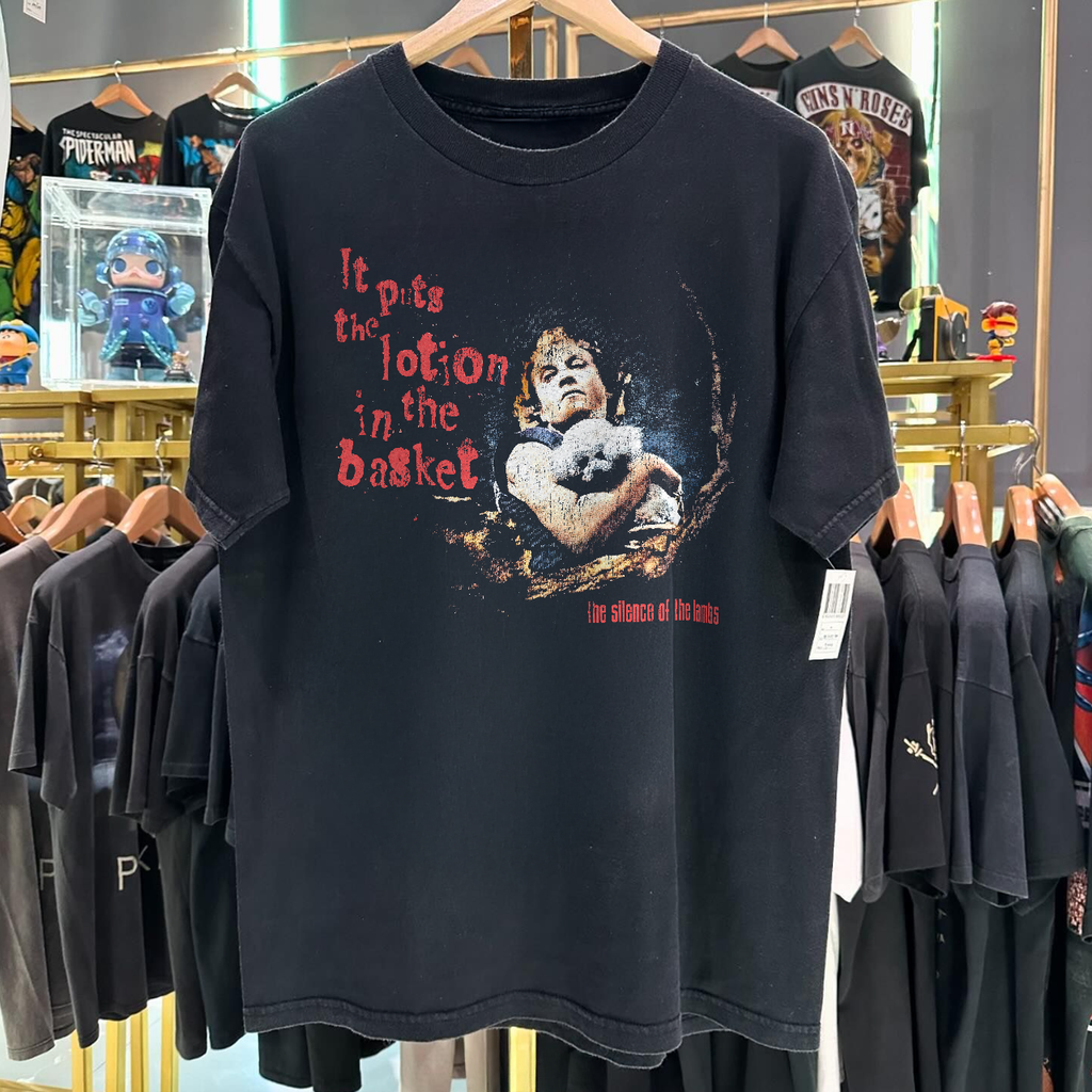 1991 BUFFALO BILL IT PUTS THE LOTION IN THE BASKET 'SOTL PROMO' RARE WASHED BLACK T-SHIRT