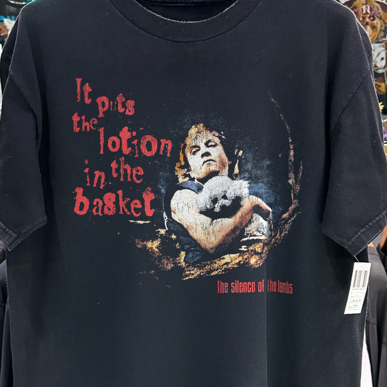 1991 BUFFALO BILL IT PUTS THE LOTION IN THE BASKET 'SOTL PROMO' RARE WASHED BLACK T-SHIRT