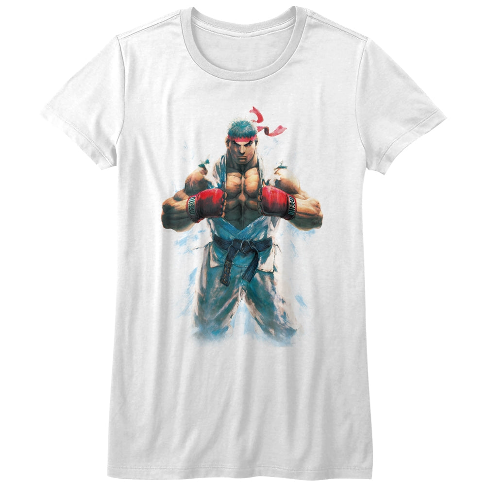 Street Fighter Girls Juniors S/S T-Shirt - Ryu - Solid White Hoodie, Sweatshirt | CiraTrend.com