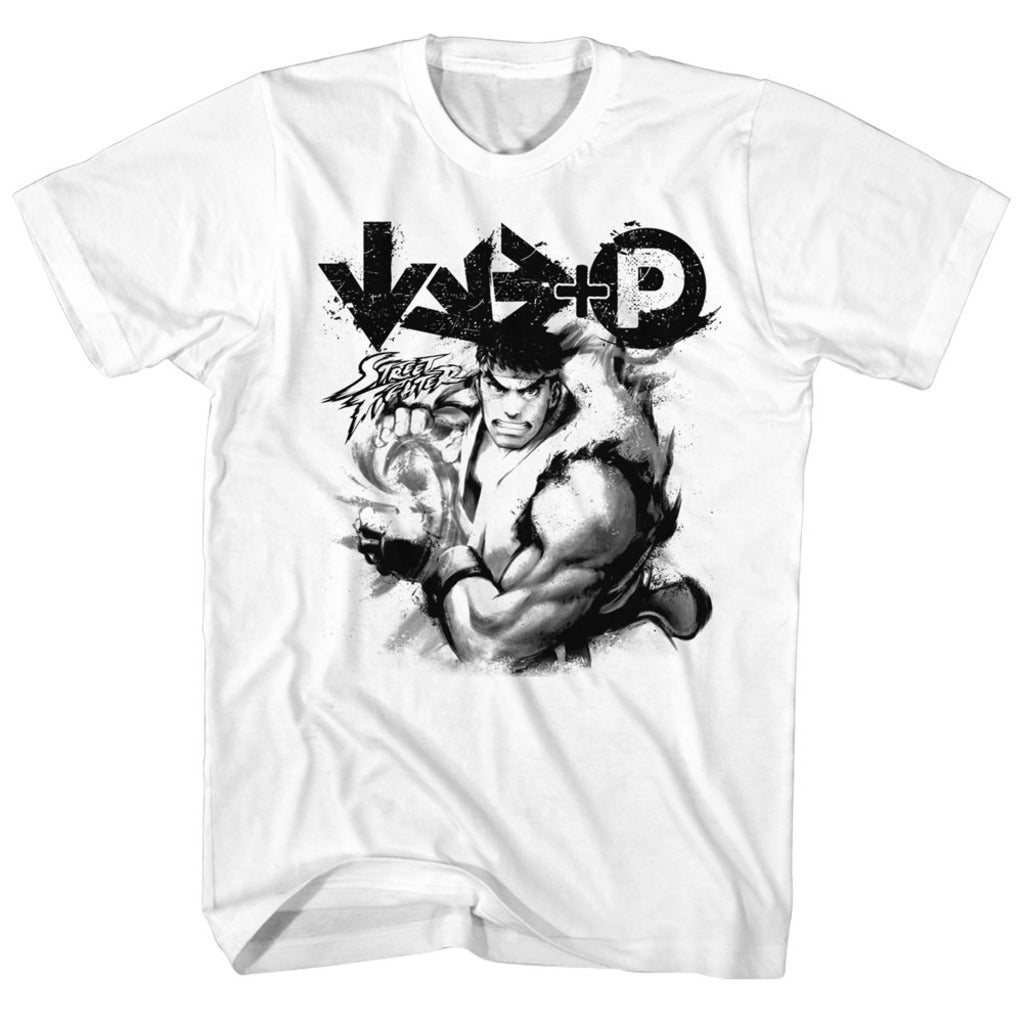 Street Fighter Mens S/S T-Shirt - Hadouken - Solid White Hoodie, Sweatshirt | CiraTrend.com