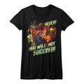 Street Fighter Girls Juniors S/S T-Shirt - Never Succeed - Solid Black Hoodie, Sweatshirt | CiraTrend.com